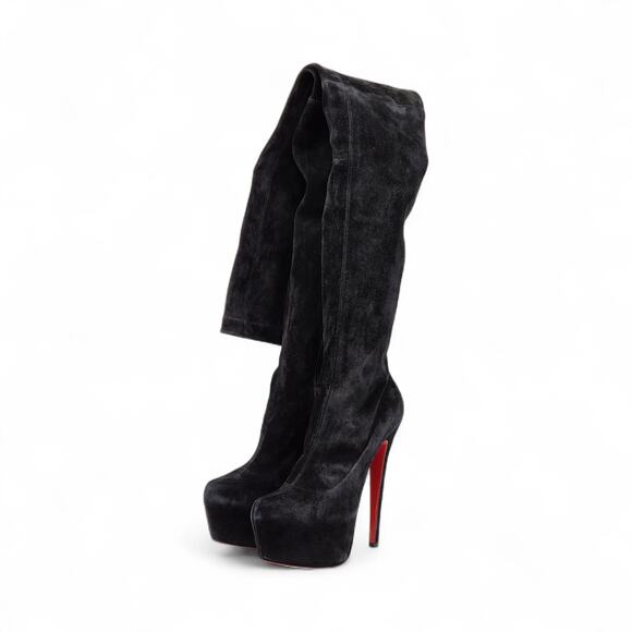 Christian Louboutin Gazolina Over the Knee Platform Suede Boots EU 37 US 7 - Picture 2 of 11